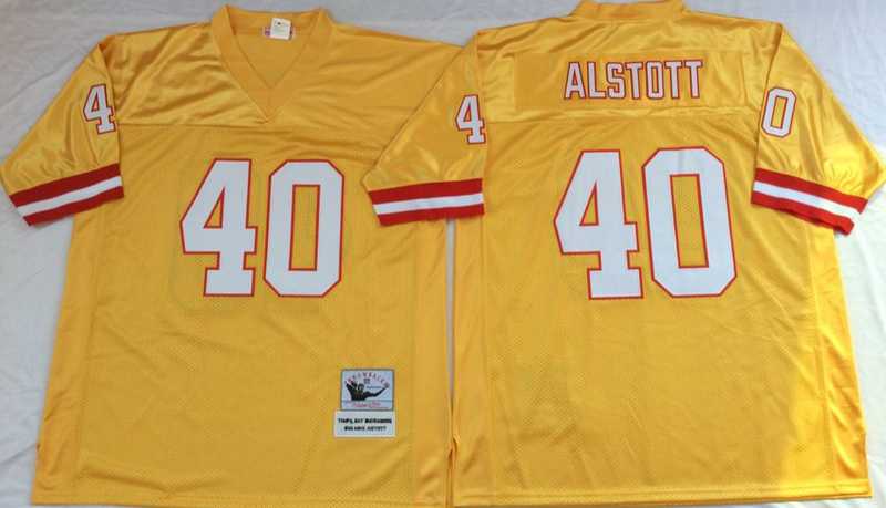 Buccaneers 40 Mike Alstott Yellow M&N Throwback Jersey